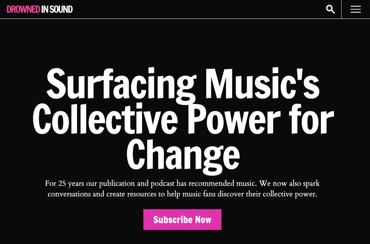 Drowned in Sound newsletter homepage