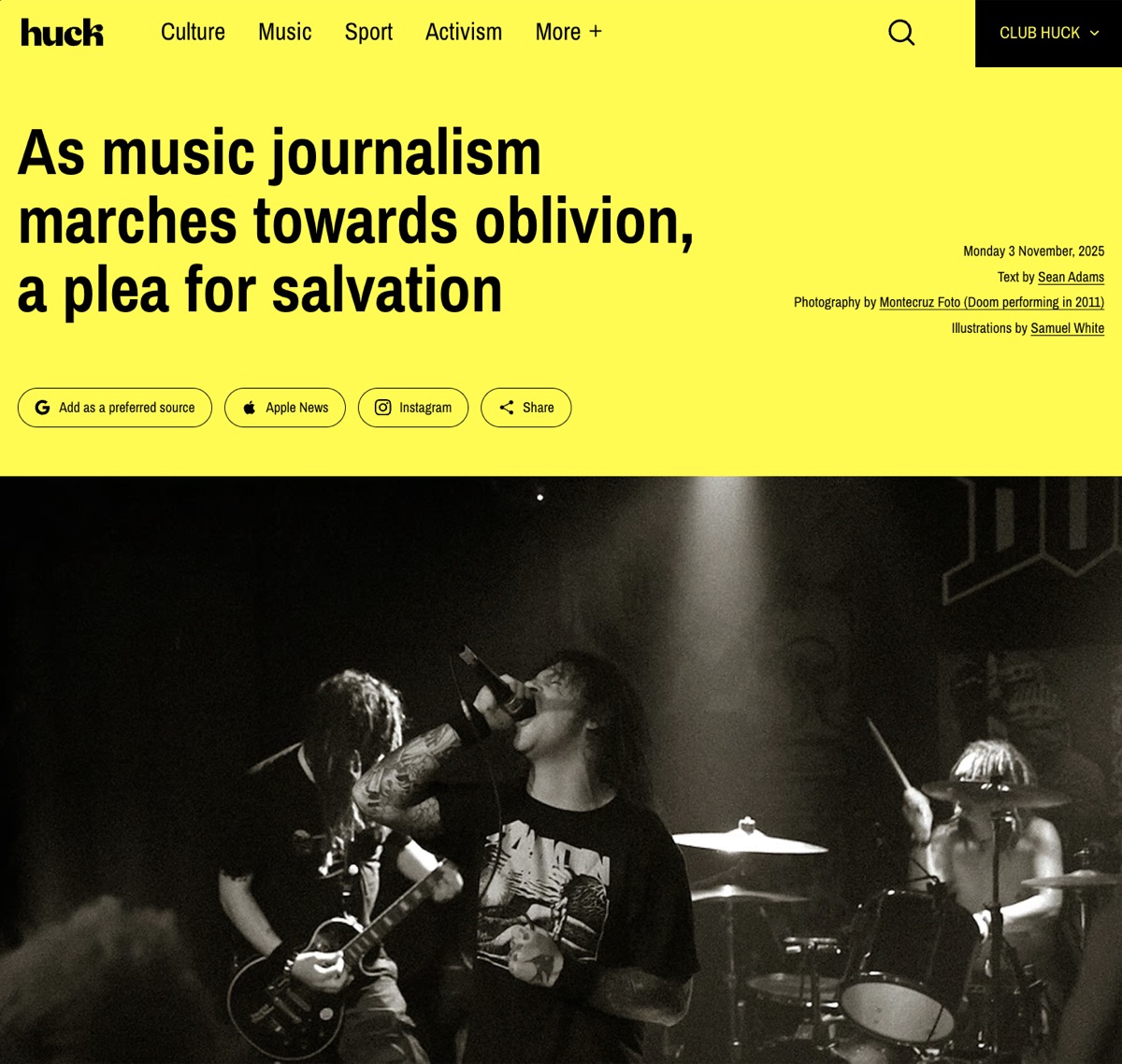 Huck Magazine Issue 82 - As music journalism marches towards oblivion, a plea for salvation